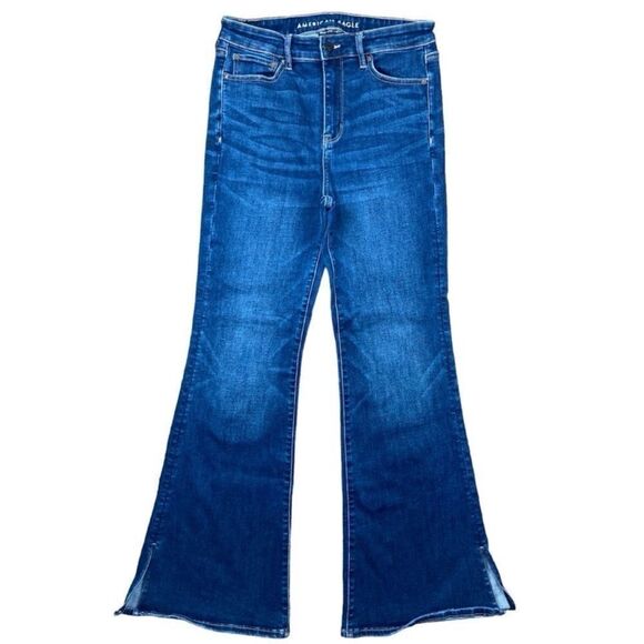 American Eagle next level stretch super high rise flare jeans with slit at ankle - Picture 5 of 12